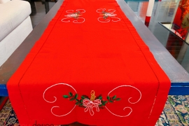 Christmas table runner-Candle embroidery